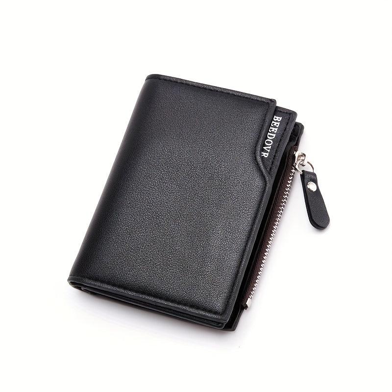 Men's Mini Coin Purse Zipper Bag PU Leather
