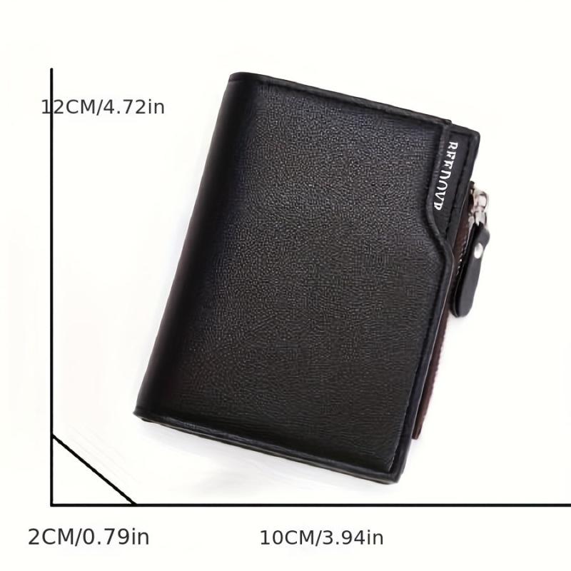 Men's Mini Coin Purse Zipper Bag PU Leather