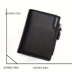 Men's Mini Coin Purse Zipper Bag PU Leather