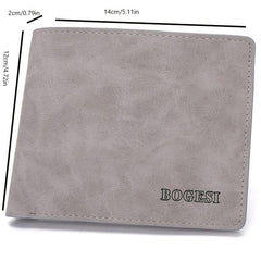 Men's Leather Short Wallet Money Clip Card Holder