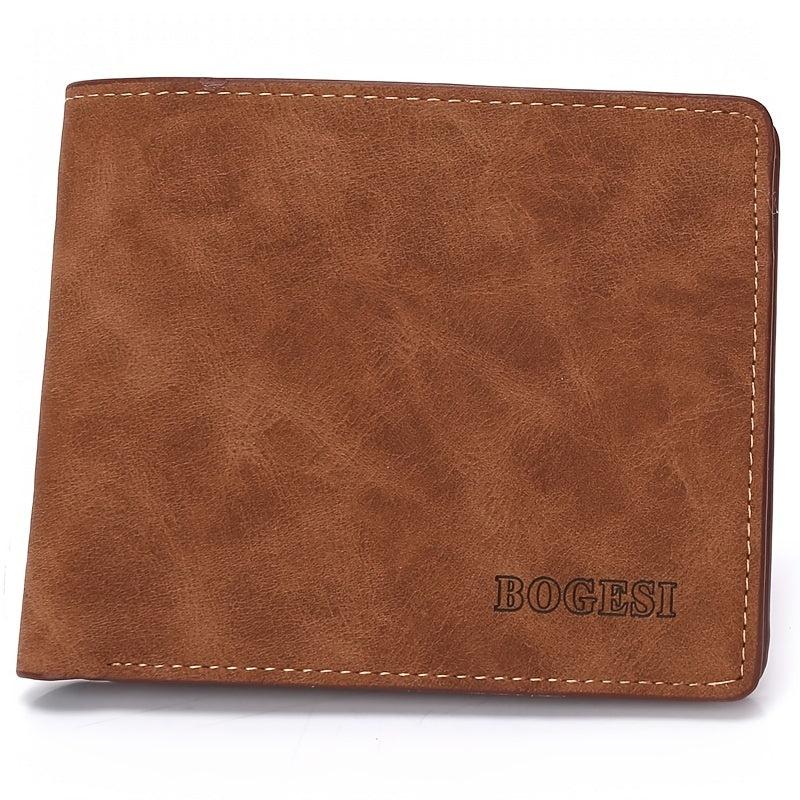 Men's Leather Short Wallet Money Clip Card Holder