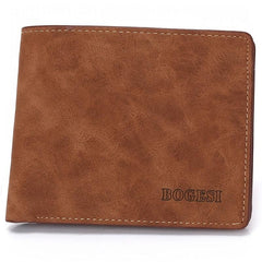 Men's Leather Short Wallet Money Clip Card Holder