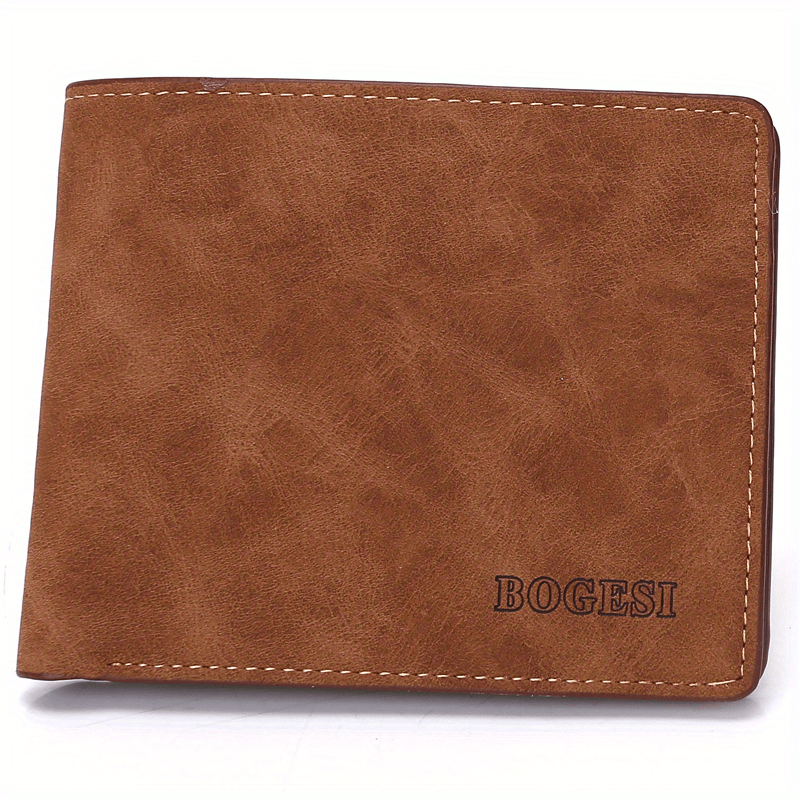 Men's Leather Short Wallet Money Clip Card Holder