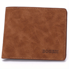 Men's Leather Short Wallet Money Clip Card Holder