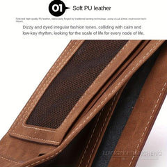 Men's Leather Short Wallet Money Clip Card Holder