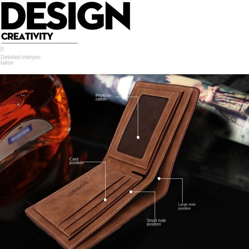 Men's Leather Short Wallet Money Clip Card Holder