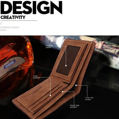 Men's Leather Short Wallet Money Clip Card Holder
