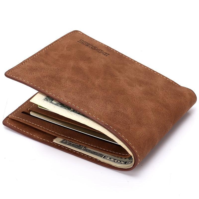 Men's Leather Short Wallet Money Clip Card Holder