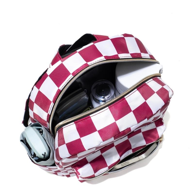Plaid Pattern Backpack Mini Nylon Bookbag Casual Double Shoulder Daypack