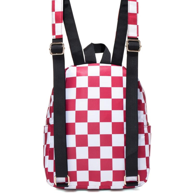 Plaid Pattern Backpack Mini Nylon Bookbag Casual Double Shoulder Daypack