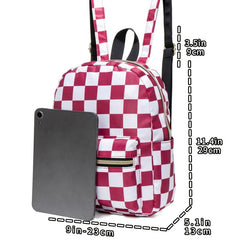 Plaid Pattern Backpack Mini Nylon Bookbag Casual Double Shoulder Daypack