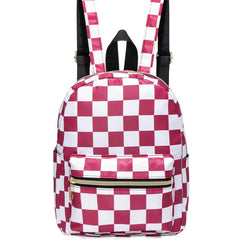 Plaid Pattern Backpack Mini Nylon Bookbag Casual Double Shoulder Daypack