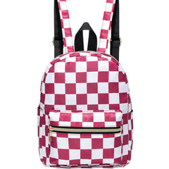 Plaid Pattern Backpack Mini Nylon Bookbag Casual Double Shoulder Daypack