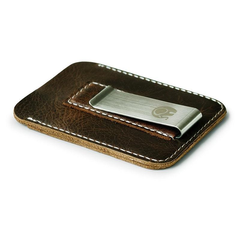Leather Money Clip Card Holder with 2 Card Slots