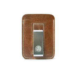 Leather Money Clip Card Holder with 2 Card Slots