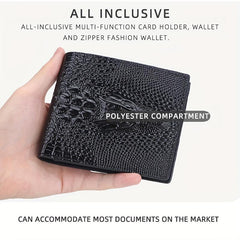Crocodile Pattern Leather Short Wallet Money Clip Card Holder