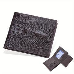 Crocodile Pattern Leather Short Wallet Money Clip Card Holder