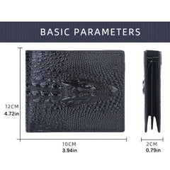 Crocodile Pattern Leather Short Wallet Money Clip Card Holder