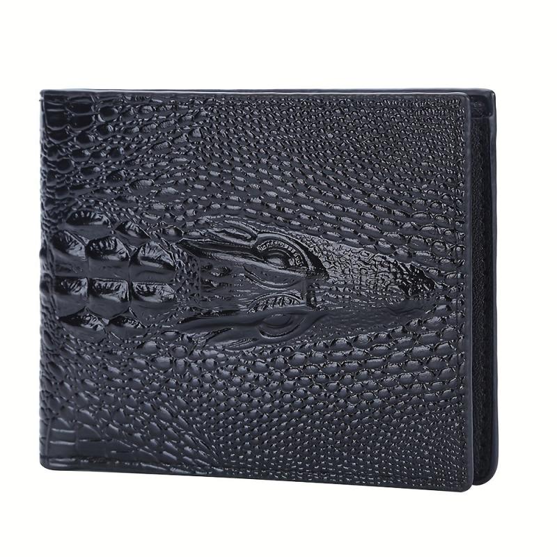 Crocodile Pattern Leather Short Wallet Money Clip Card Holder