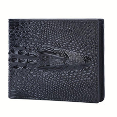 Crocodile Pattern Leather Short Wallet Money Clip Card Holder