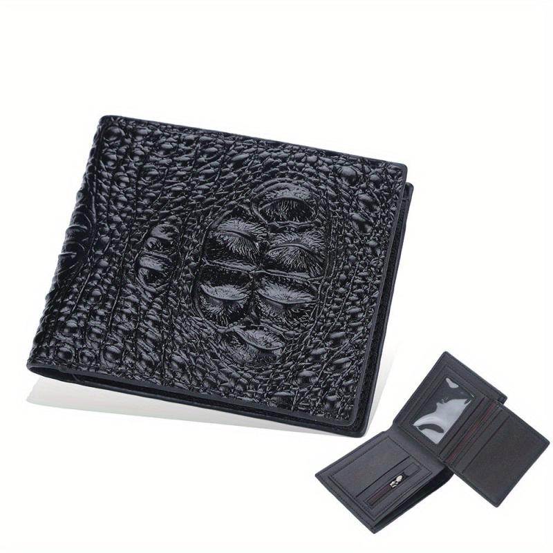Crocodile Pattern Leather Short Wallet Money Clip Card Holder
