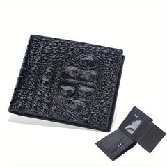 Crocodile Pattern Leather Short Wallet Money Clip Card Holder