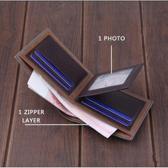 Men's Leather Money Clip Wallet Card Holder Horizontal Wallet With Coin Pocket
