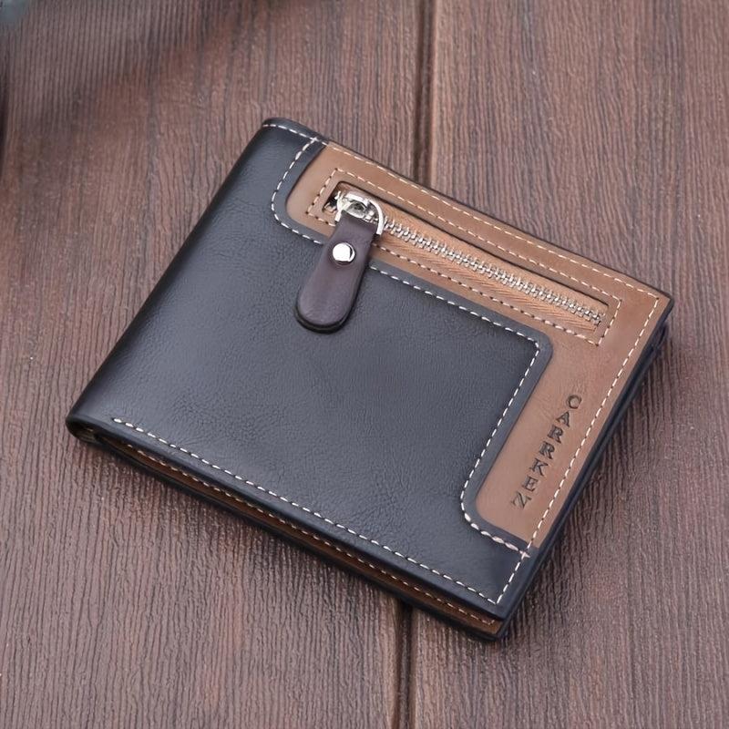 Men's Leather Money Clip Wallet Card Holder Horizontal Wallet With Coin Pocket