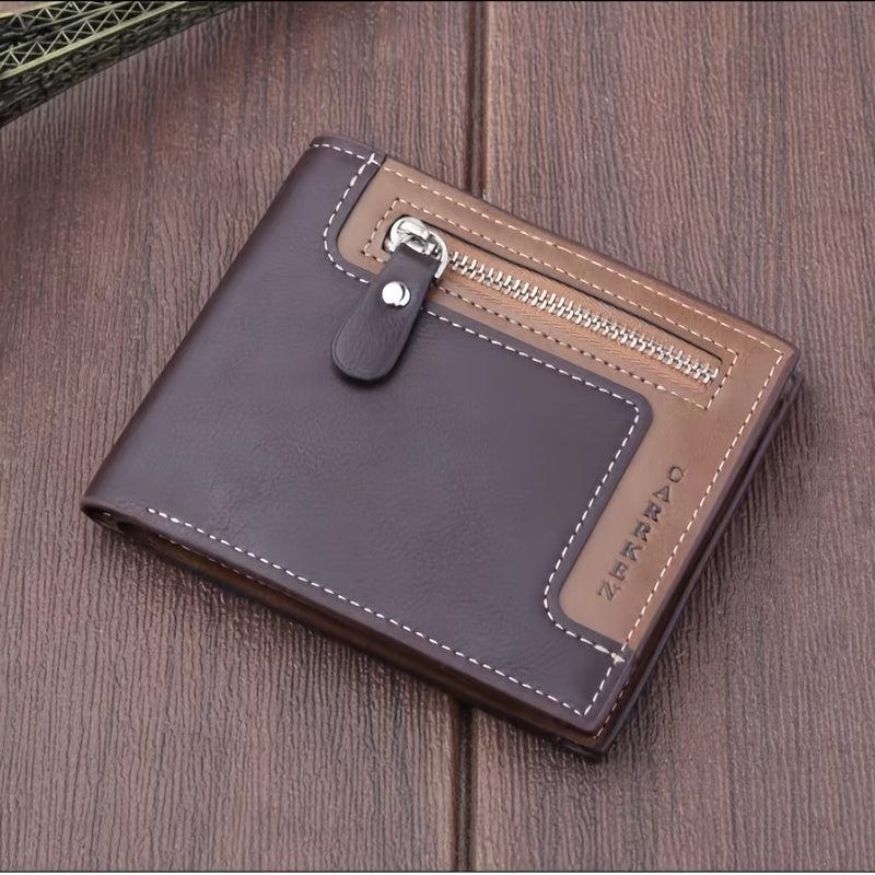 Men's Leather Money Clip Wallet Card Holder Horizontal Wallet With Coin Pocket