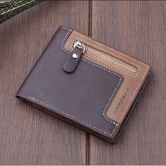 Men's Leather Money Clip Wallet Card Holder Horizontal Wallet With Coin Pocket