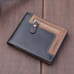 Men's Leather Money Clip Wallet Card Holder Horizontal Wallet With Coin Pocket
