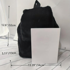 Fluffy Ruched Daypack Faux Fur Travel School Bag