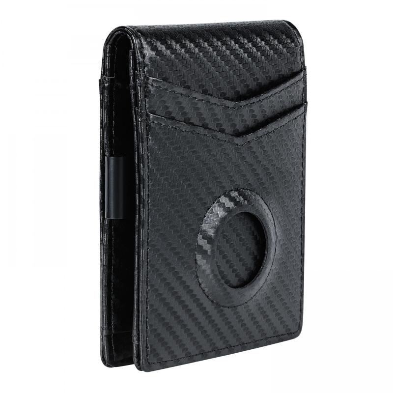 Men's Slim Carbon Fiber Bifold Wallet With Integrated Case Holder For Air Tag