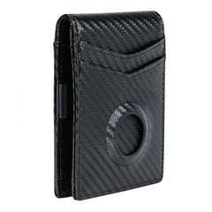 Men's Slim Carbon Fiber Bifold Wallet With Integrated Case Holder For Air Tag