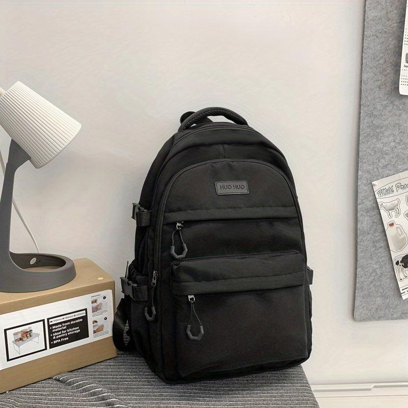 Preppy Style Backpack Casual Solid Schoolbag Large Capacity Travel Rucksack