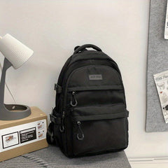 Preppy Style Backpack Casual Solid Schoolbag Large Capacity Travel Rucksack