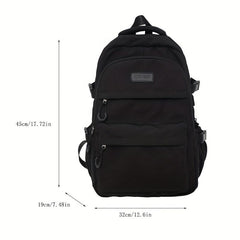 Preppy Style Backpack Casual Solid Schoolbag Large Capacity Travel Rucksack