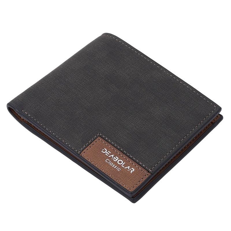 Men's Leather Short Wallet Slim Money Clip Card Holder Vintage