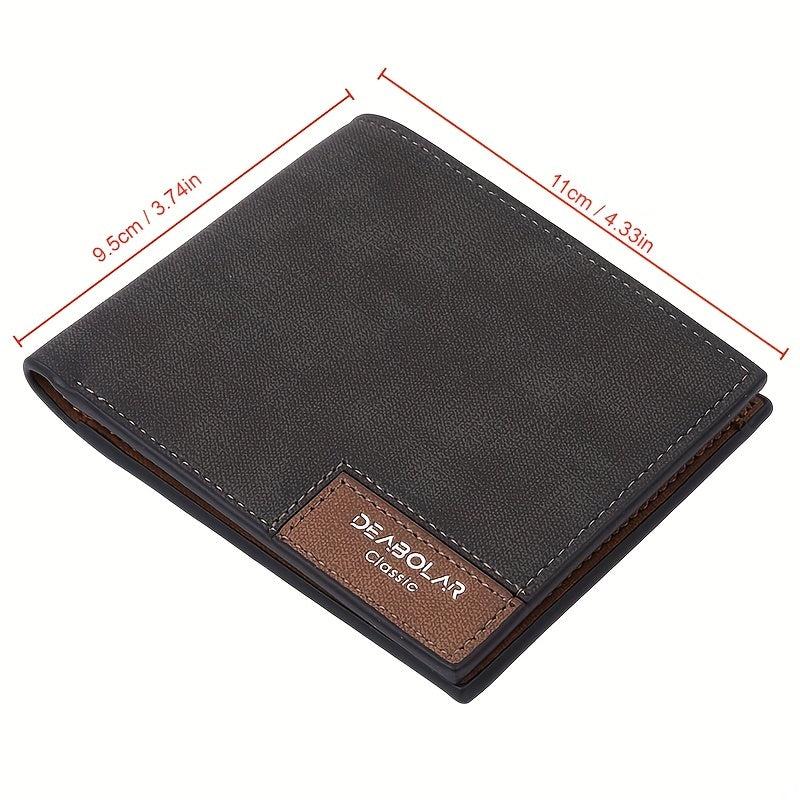 Men's Leather Short Wallet Slim Money Clip Card Holder Vintage