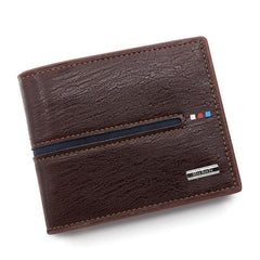 Men's Leather Short Wallet Money Clip Card Holder with Zipper Coin Pocket