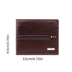 Men's Leather Short Wallet Money Clip Card Holder with Zipper Coin Pocket