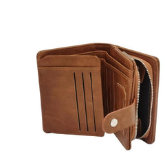 Men's Vintage Leather Short Wallet RFID Blocking