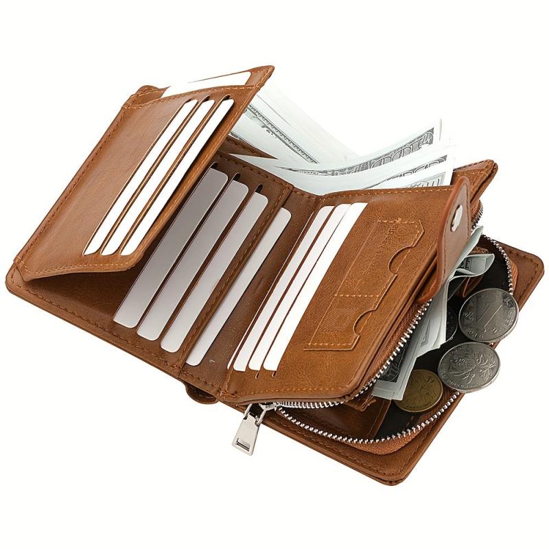Men's Vintage Leather Short Wallet RFID Blocking