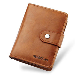 Men's Vintage Leather Short Wallet RFID Blocking
