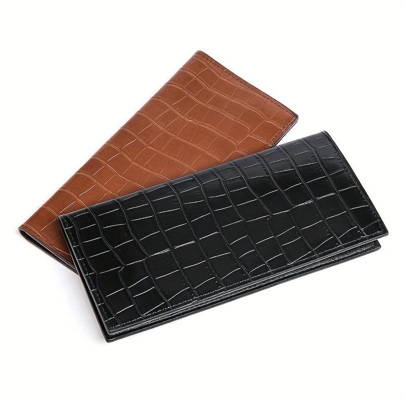 Men's Crocodile Pattern Leather Long Wallet Vintage Card Holder
