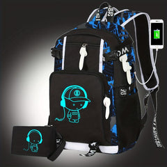 Luminous Travel Backpack Kpop Schoolbag Large Capacity Rucksack