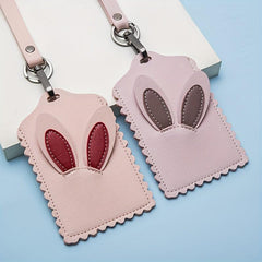 Men's PU Leather ID Card Holder Rabbit Ears Male Student Card Set