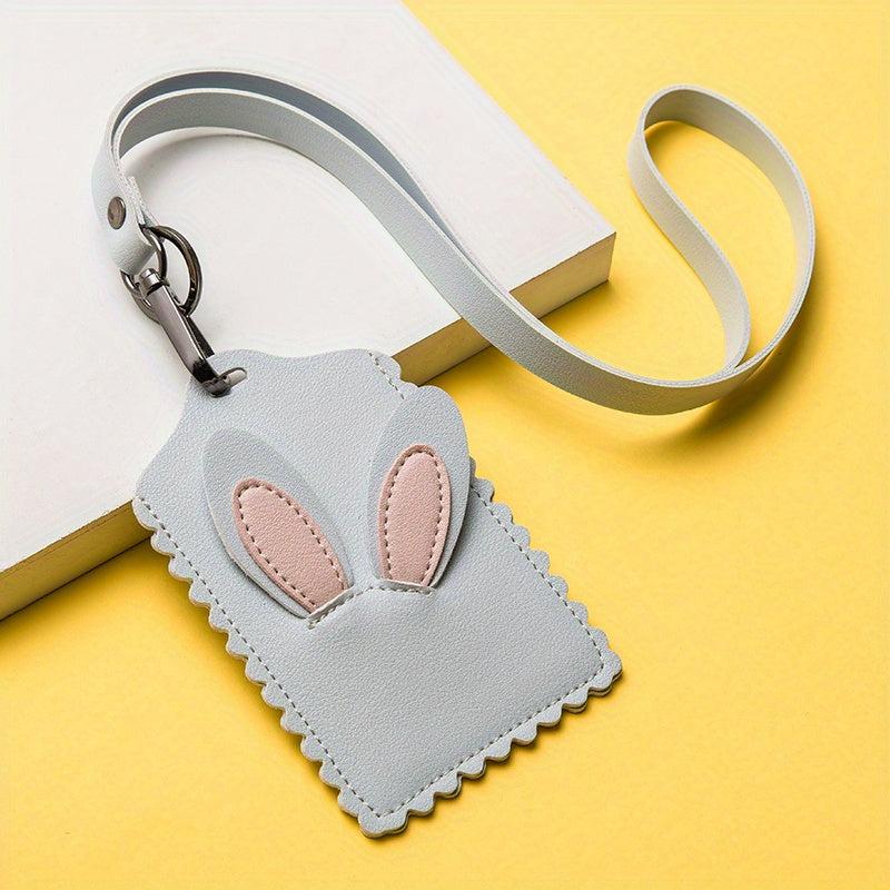 Men's PU Leather ID Card Holder Rabbit Ears Male Student Card Set