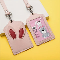 Men's PU Leather ID Card Holder Rabbit Ears Male Student Card Set