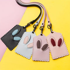 Men's PU Leather ID Card Holder Rabbit Ears Male Student Card Set